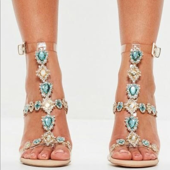 clear embellished heels